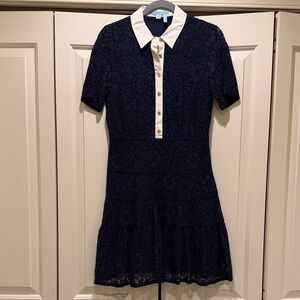 Draper James Navy Lace Mini Dress with White Collar
